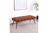 910335 Ella Upholstered Tufted Bench Metal Legs Rust
