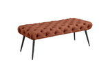 910335 Ella Upholstered Tufted Bench Metal Legs Rust