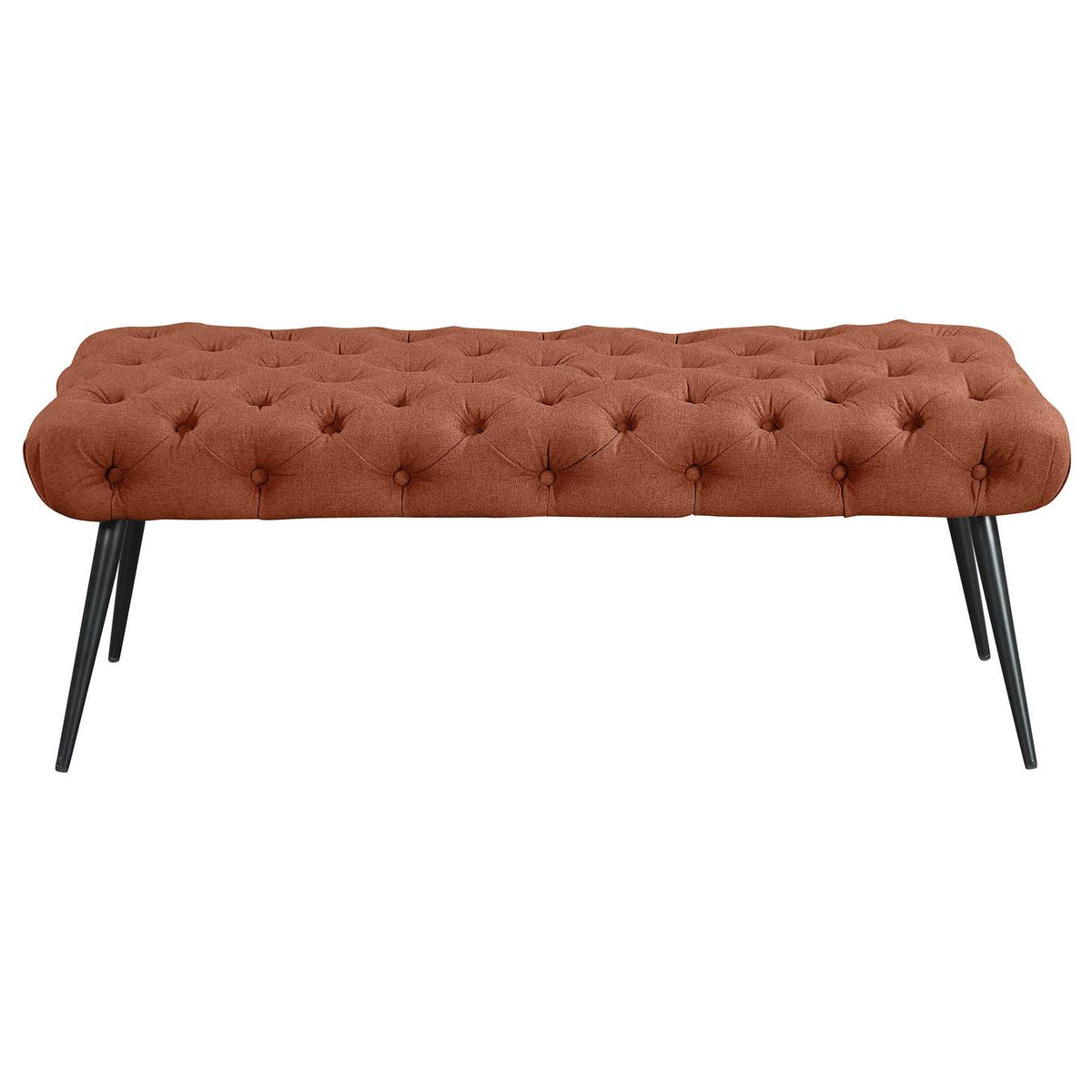 910335 Ella Upholstered Tufted Bench Metal Legs Rust