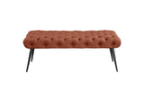 910335 Ella Upholstered Tufted Bench Metal Legs Rust
