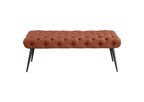 910335 Ella Upholstered Tufted Bench Metal Legs Rust