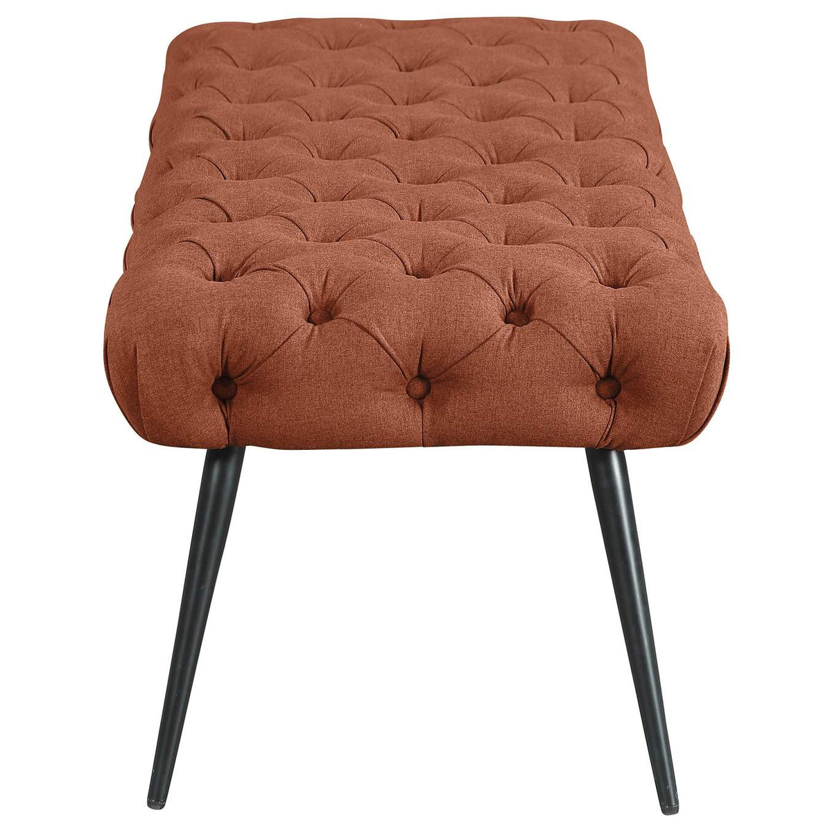 910335 Ella Upholstered Tufted Bench Metal Legs Rust