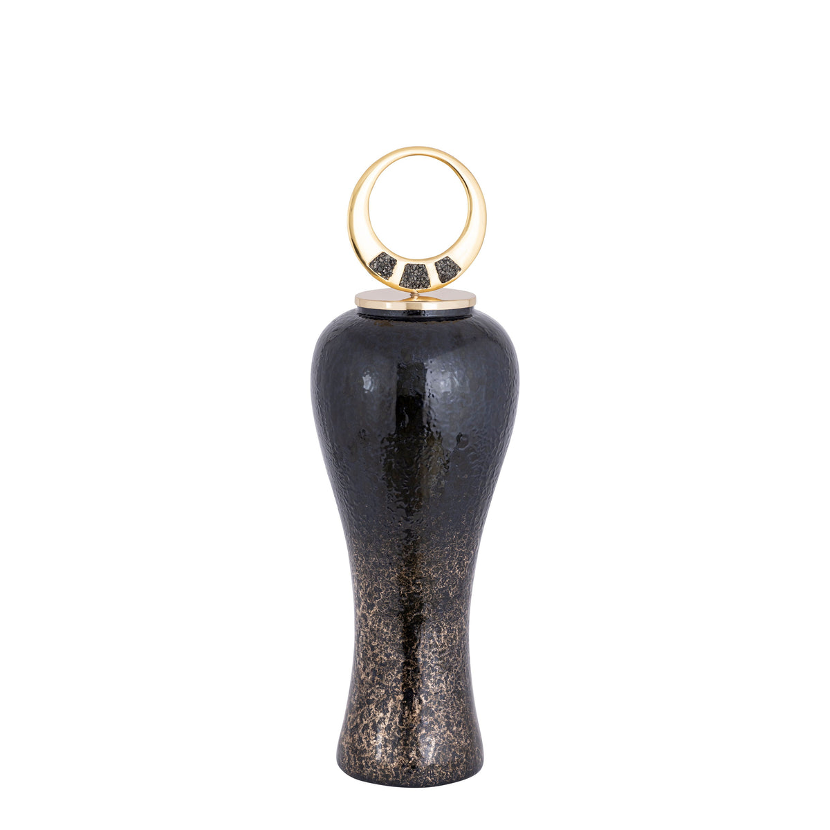 27" Arielle Small Pyrite Stone And Metal Oversized - Black