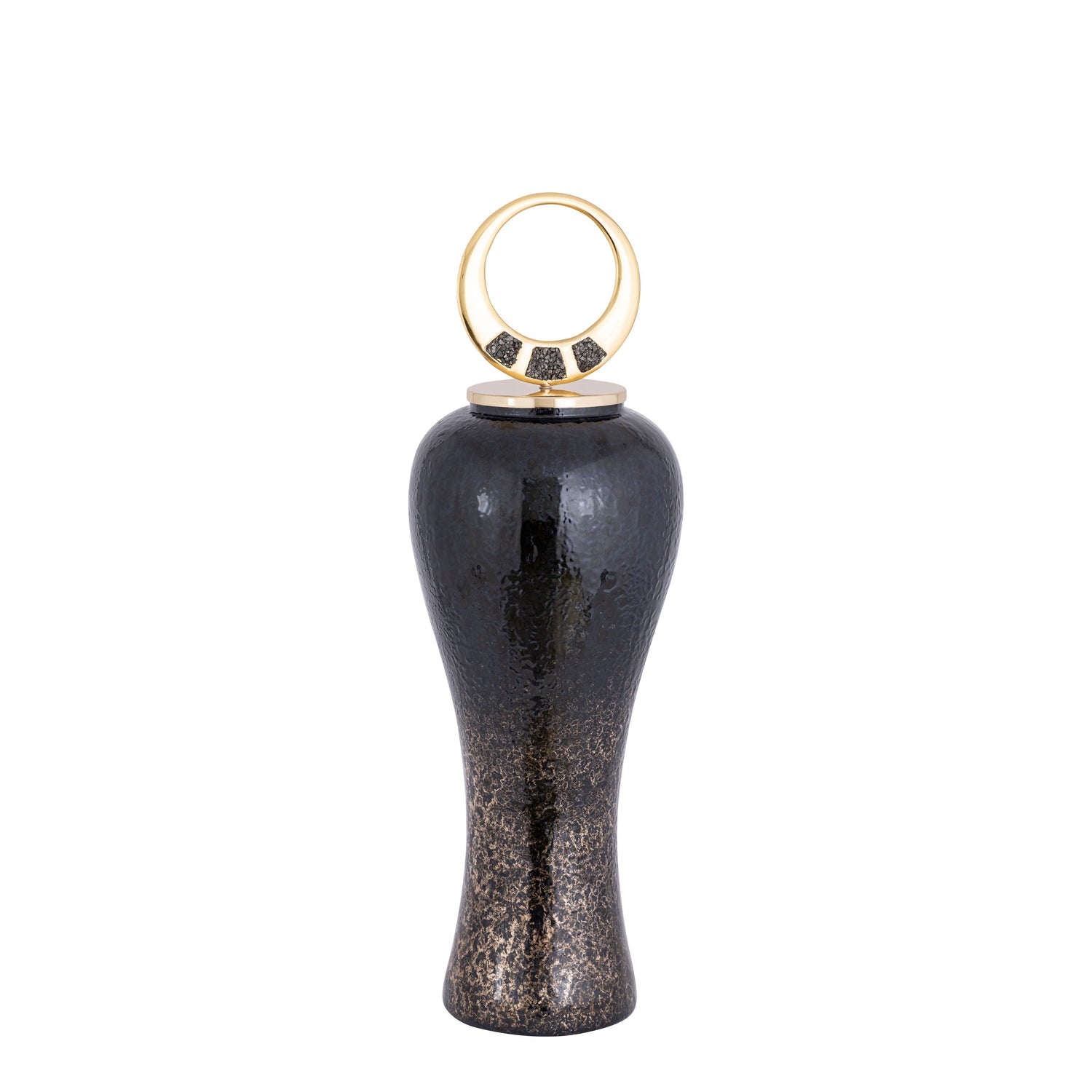 27" Arielle Small Pyrite Stone And Metal Oversized - Black