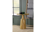 915105 Ixia Round Solid Mango Wood Accent Side Table Natural