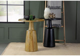 915105 Ixia Round Solid Mango Wood Accent Side Table Natural
