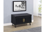 915152 Brixton 2-door Padded Entryway Shoe Storage Bench Black