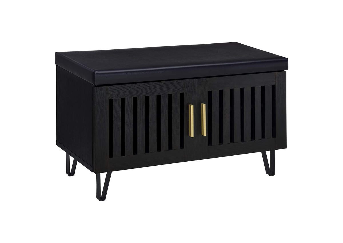 915152 Brixton 2-door Padded Entryway Shoe Storage Bench Black
