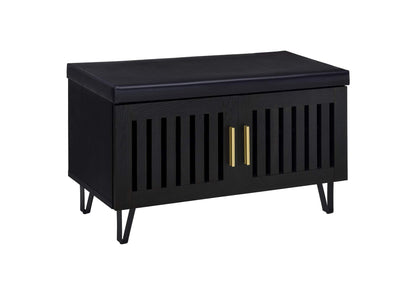 915152 Brixton 2-door Padded Entryway Shoe Storage Bench Black