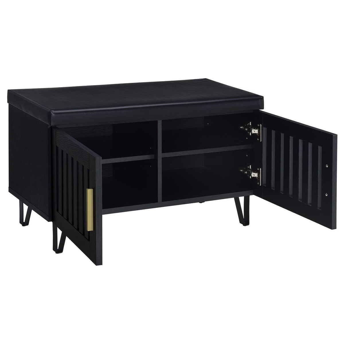 915152 Brixton 2-door Padded Entryway Shoe Storage Bench Black