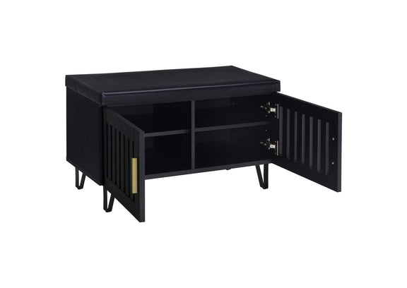 915152 Brixton 2-door Padded Entryway Shoe Storage Bench Black