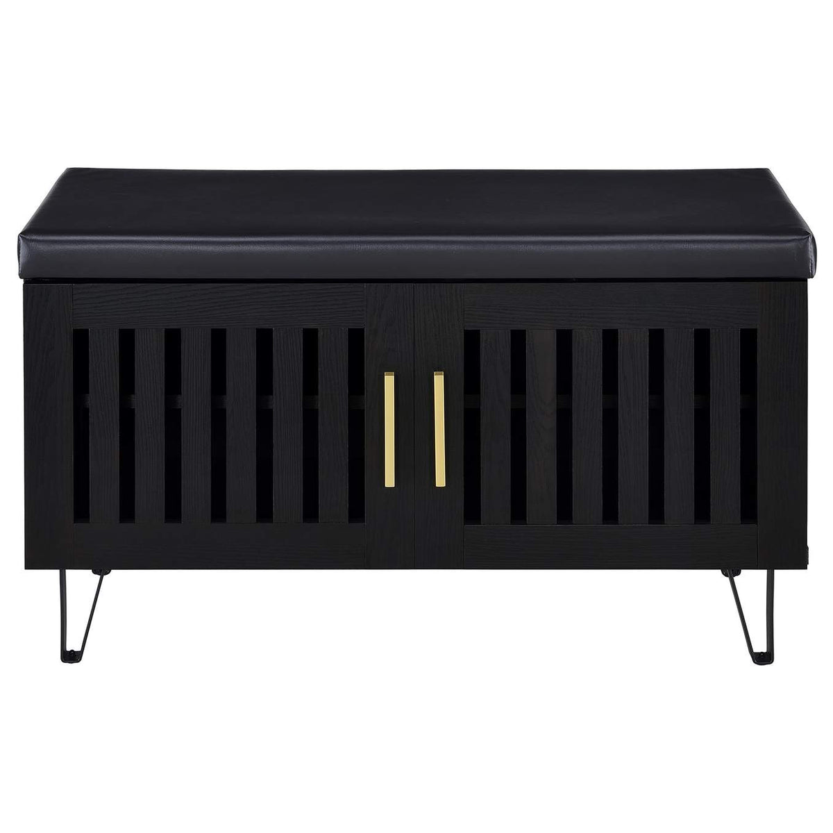915152 Brixton 2-door Padded Entryway Shoe Storage Bench Black