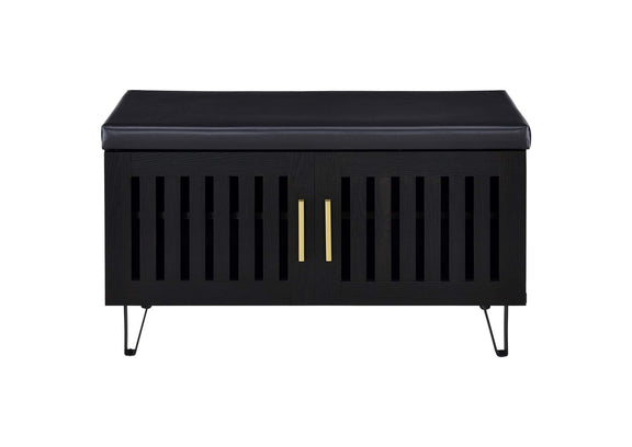 915152 Brixton 2-door Padded Entryway Shoe Storage Bench Black