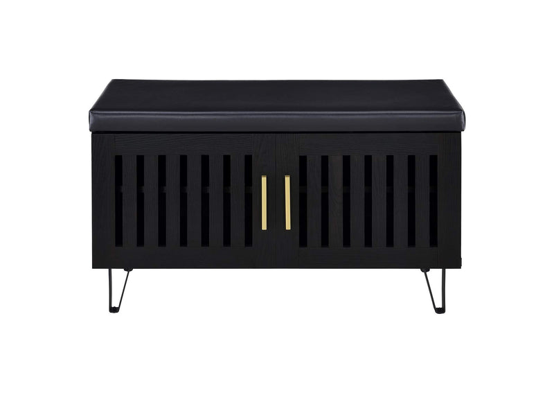 915152 Brixton 2-door Padded Entryway Shoe Storage Bench Black