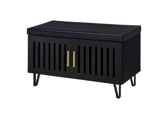 915152 Brixton 2-door Padded Entryway Shoe Storage Bench Black