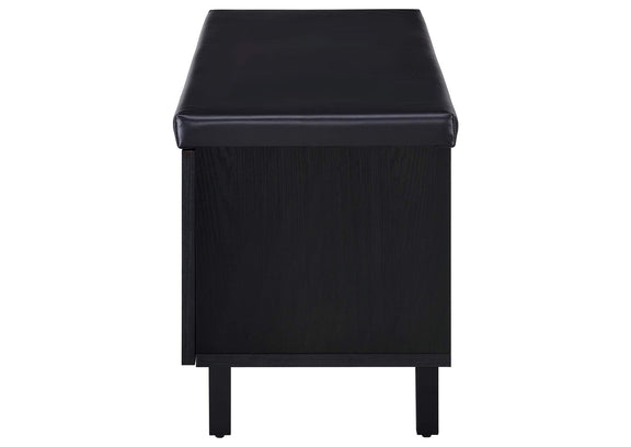 915152 Brixton 2-door Padded Entryway Shoe Storage Bench Black