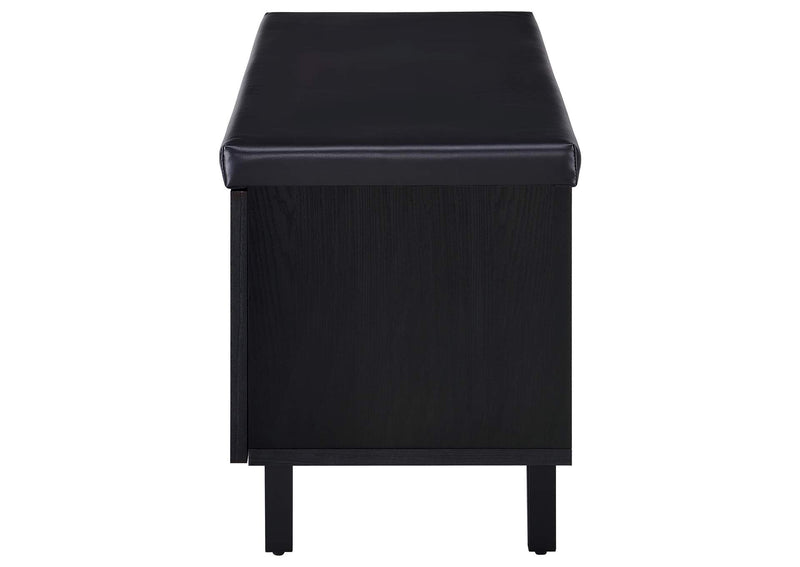 915152 Brixton 2-door Padded Entryway Shoe Storage Bench Black
