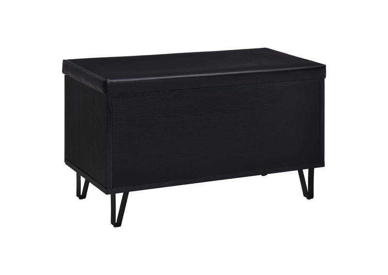 915152 Brixton 2-door Padded Entryway Shoe Storage Bench Black