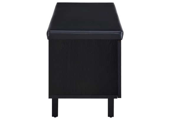 915152 Brixton 2-door Padded Entryway Shoe Storage Bench Black