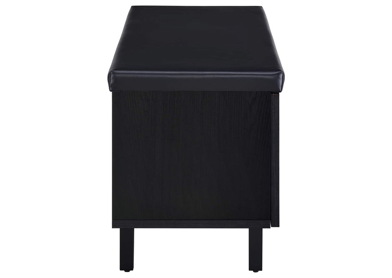 915152 Brixton 2-door Padded Entryway Shoe Storage Bench Black