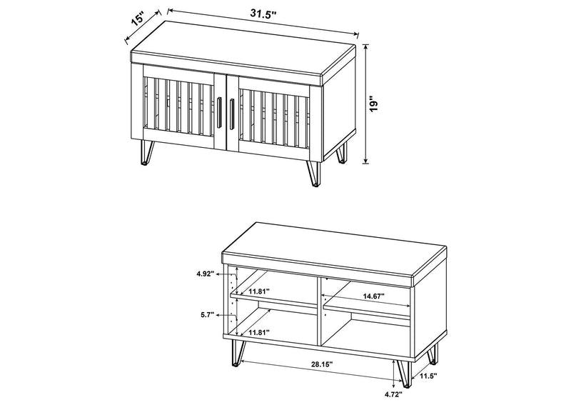915152 Brixton 2-door Padded Entryway Shoe Storage Bench Black