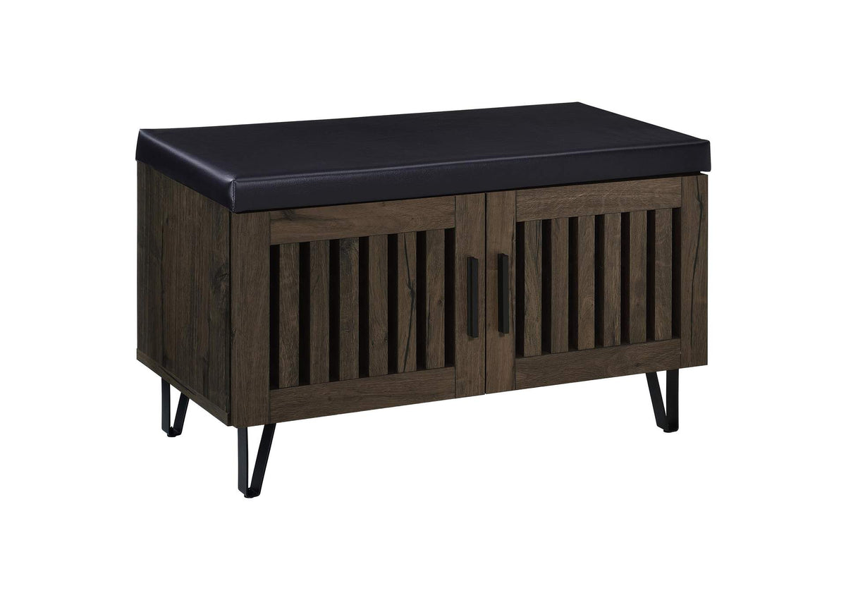 915153 Brixton 2-door Padded Entryway Shoe Storage Bench Smoked Oak