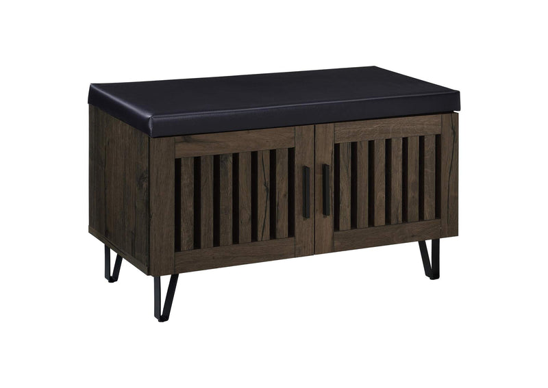 915153 Brixton 2-door Padded Entryway Shoe Storage Bench Smoked Oak