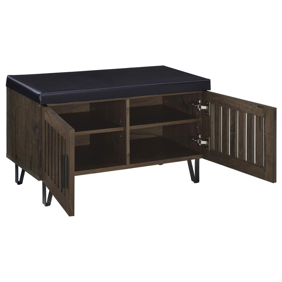 915153 Brixton 2-door Padded Entryway Shoe Storage Bench Smoked Oak