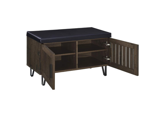 915153 Brixton 2-door Padded Entryway Shoe Storage Bench Smoked Oak