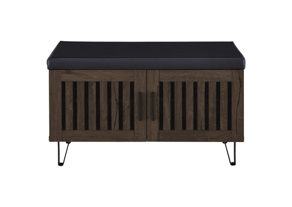 915153 Brixton 2-door Padded Entryway Shoe Storage Bench Smoked Oak