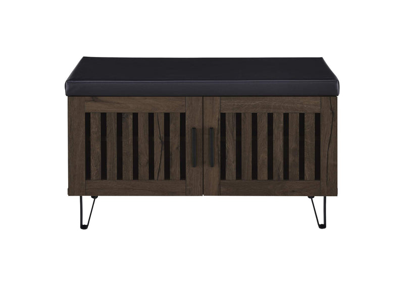 915153 Brixton 2-door Padded Entryway Shoe Storage Bench Smoked Oak