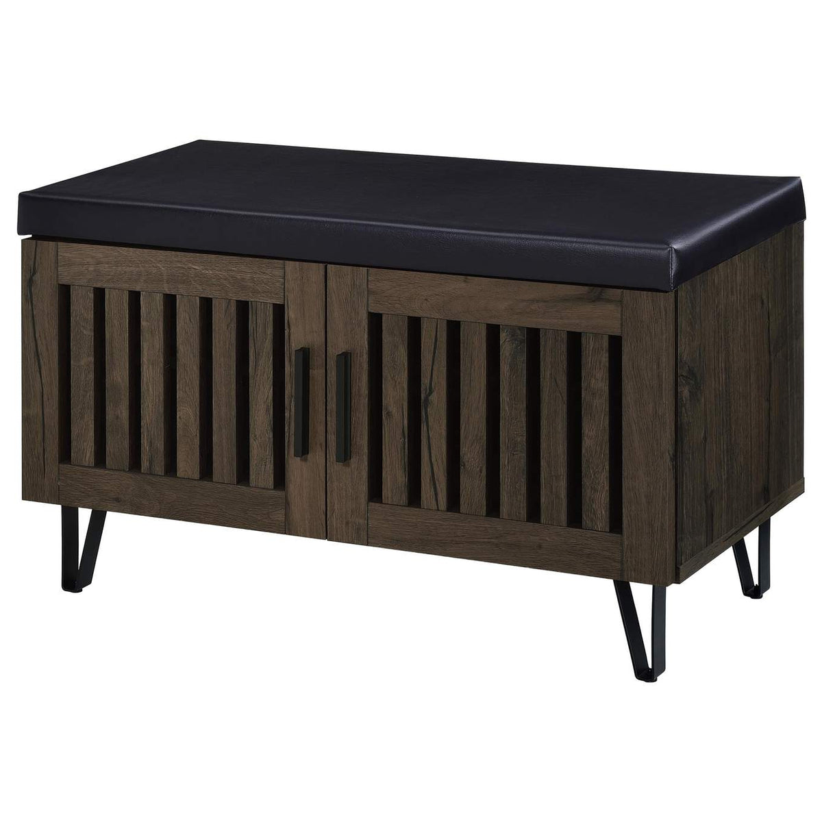 915153 Brixton 2-door Padded Entryway Shoe Storage Bench Smoked Oak
