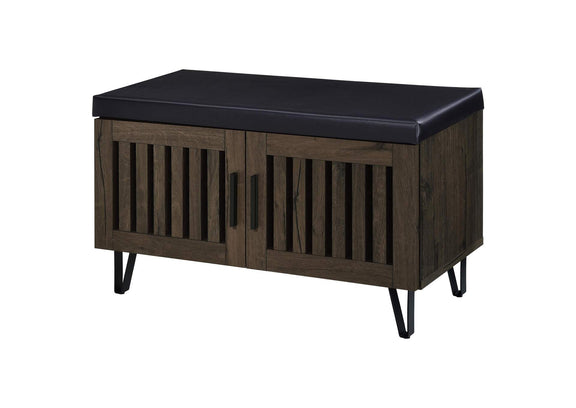 915153 Brixton 2-door Padded Entryway Shoe Storage Bench Smoked Oak