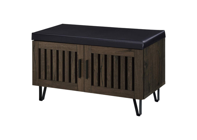 915153 Brixton 2-door Padded Entryway Shoe Storage Bench Smoked Oak