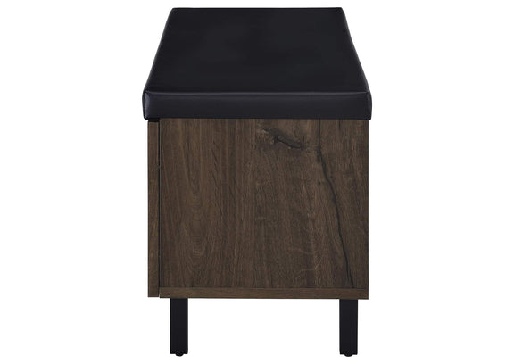 915153 Brixton 2-door Padded Entryway Shoe Storage Bench Smoked Oak