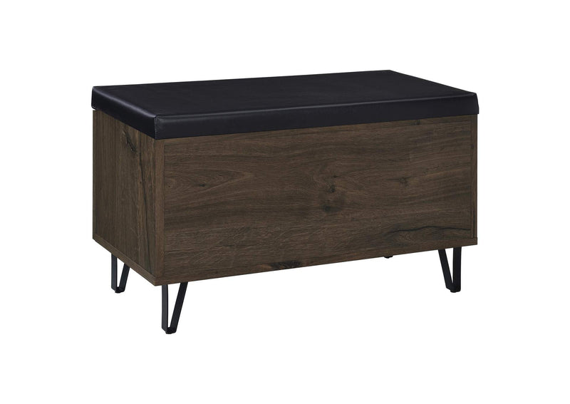 915153 Brixton 2-door Padded Entryway Shoe Storage Bench Smoked Oak