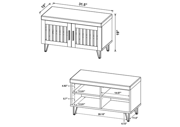 915153 Brixton 2-door Padded Entryway Shoe Storage Bench Smoked Oak
