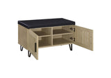 915154 Brixton 2-door Padded Entryway Shoe Storage Bench White Oak