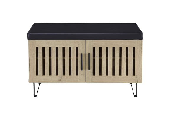 915154 Brixton 2-door Padded Entryway Shoe Storage Bench White Oak