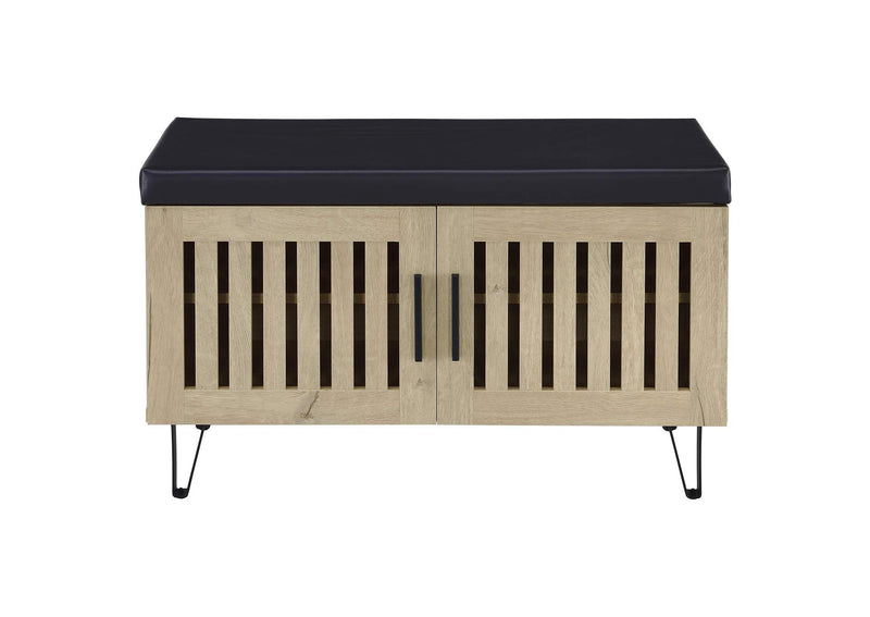 915154 Brixton 2-door Padded Entryway Shoe Storage Bench White Oak