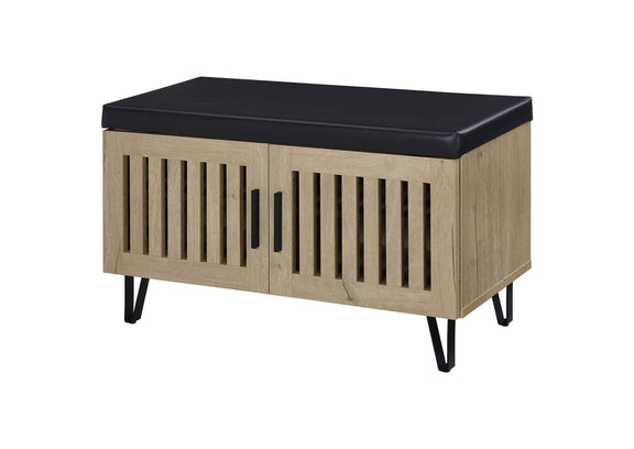 915154 Brixton 2-door Padded Entryway Shoe Storage Bench White Oak