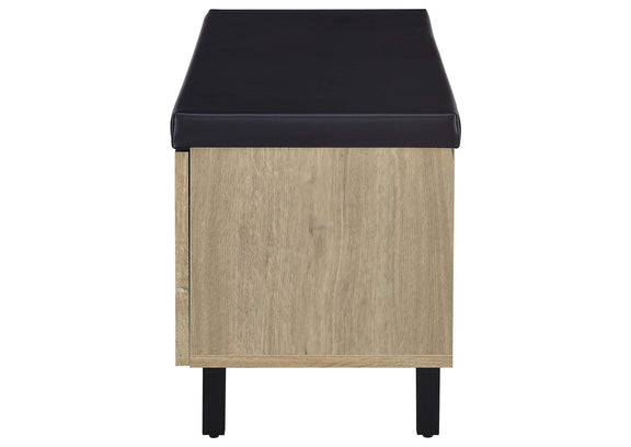 915154 Brixton 2-door Padded Entryway Shoe Storage Bench White Oak