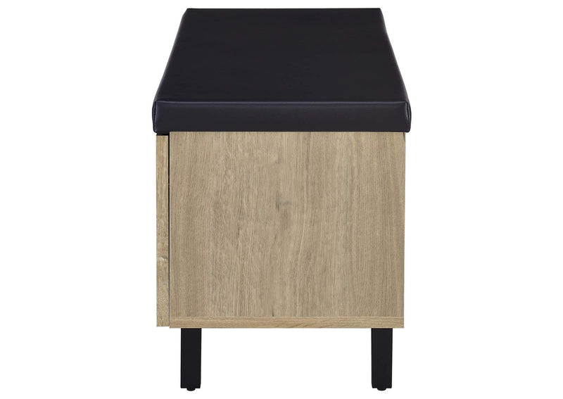 915154 Brixton 2-door Padded Entryway Shoe Storage Bench White Oak