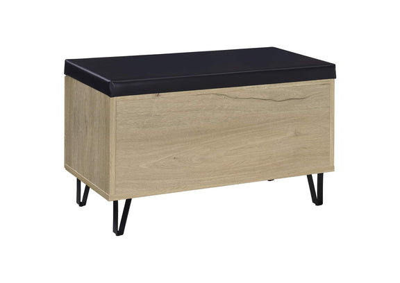 915154 Brixton 2-door Padded Entryway Shoe Storage Bench White Oak