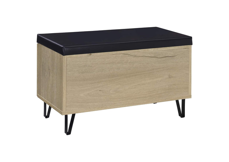 915154 Brixton 2-door Padded Entryway Shoe Storage Bench White Oak