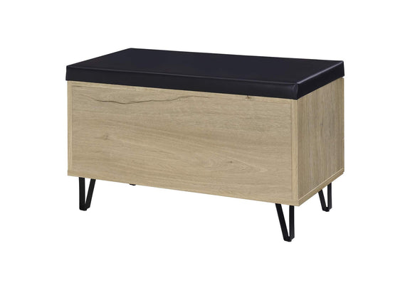 915154 Brixton 2-door Padded Entryway Shoe Storage Bench White Oak