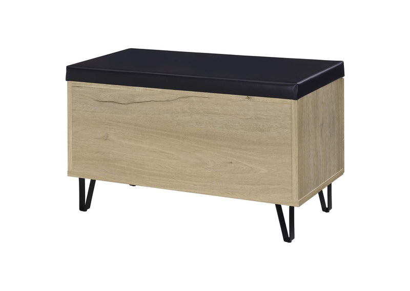 915154 Brixton 2-door Padded Entryway Shoe Storage Bench White Oak
