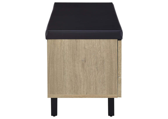 915154 Brixton 2-door Padded Entryway Shoe Storage Bench White Oak