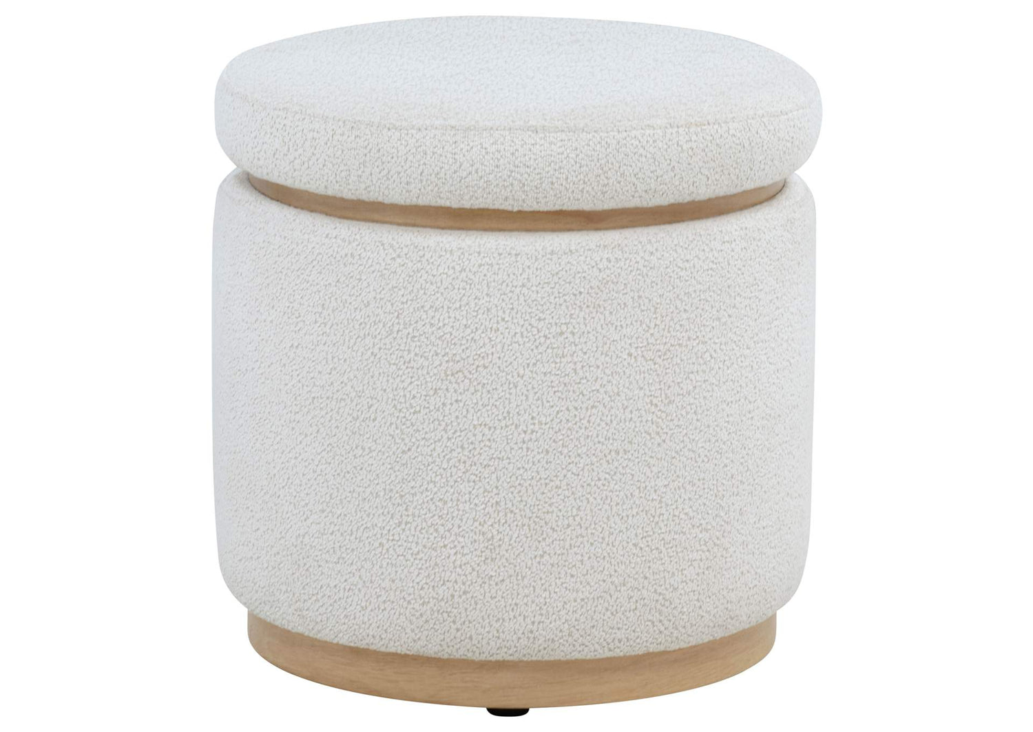 915423 Remuda Boucle Upholstered Round Storage Ottoman Ivory
