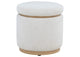 915423 Remuda Boucle Upholstered Round Storage Ottoman Ivory